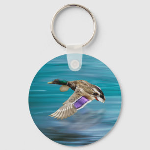 Mallard duck flying keychain