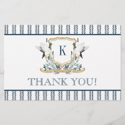 Mallard Duck folded Thank you Note Stationery