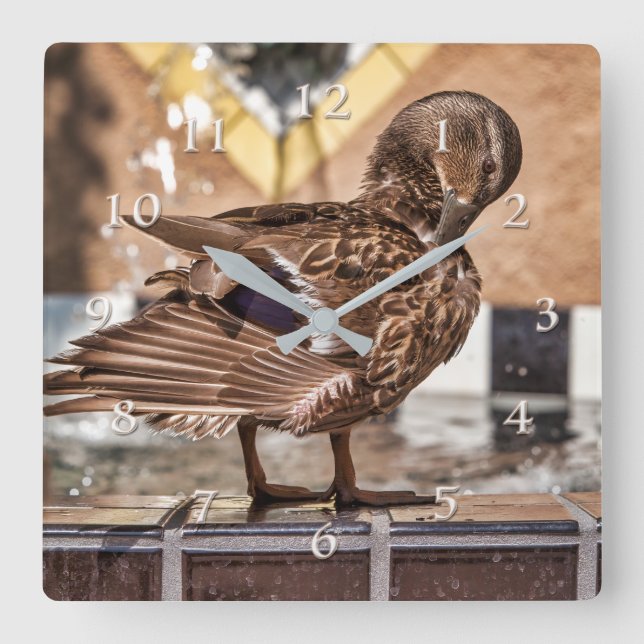 MALLARD DUCK GETAWAY RESORT SPA SQUARE WALL CLOCK (Front)