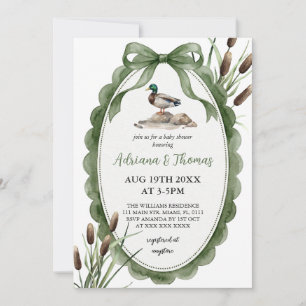 Mallard Duck Green Baby Shower Invitation