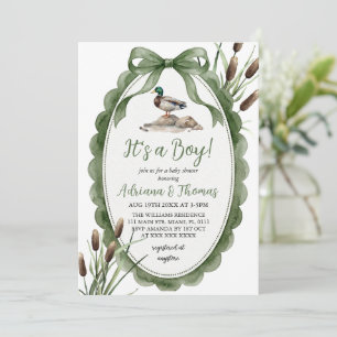 Mallard Duck Green Boy Baby Shower  Invitation