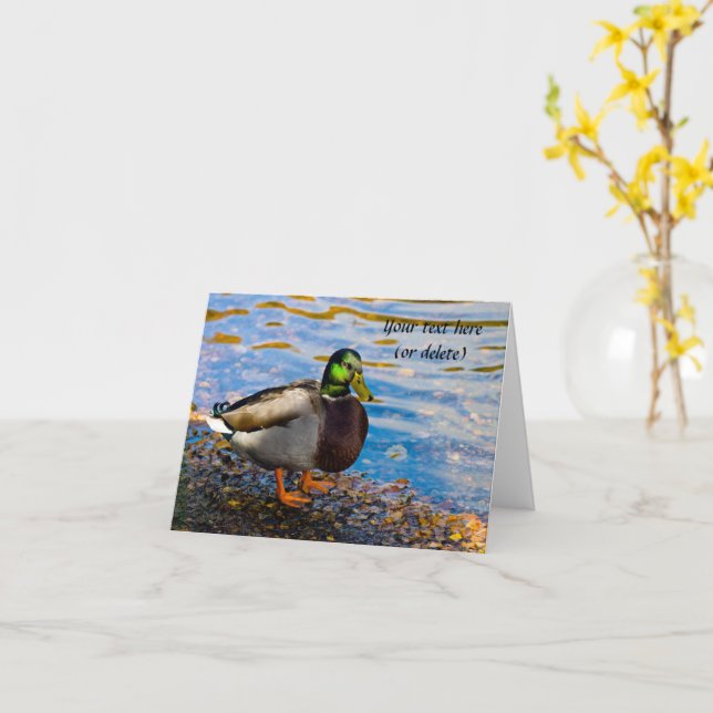 Mallard Duck Greeting card (Yellow Flower)