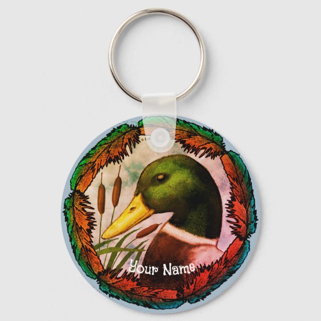 Mallard Duck Head  Keychain (Front)