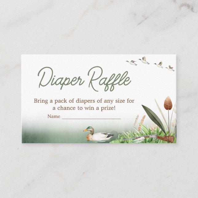 Mallard Duck Hunting Baby Shower Diaper Raffle Enclosure Card (Front)