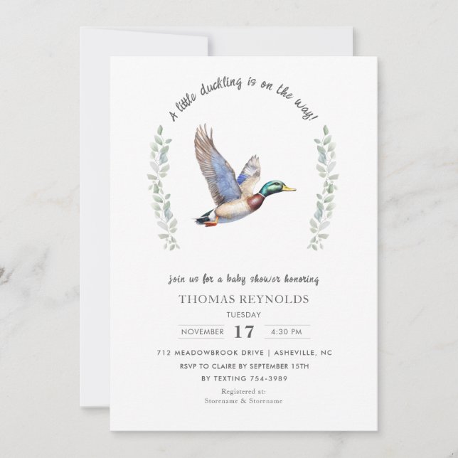 Mallard Duck Hunting Baby Shower Invitation (Front)