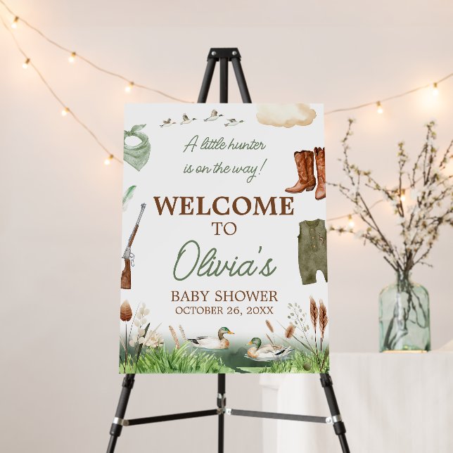 Mallard Duck Hunting Baby Shower Welcome Sign (In Situ (Stand))