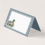 Mallard Duck Hunting Blue Gingham Boy PlaceCard