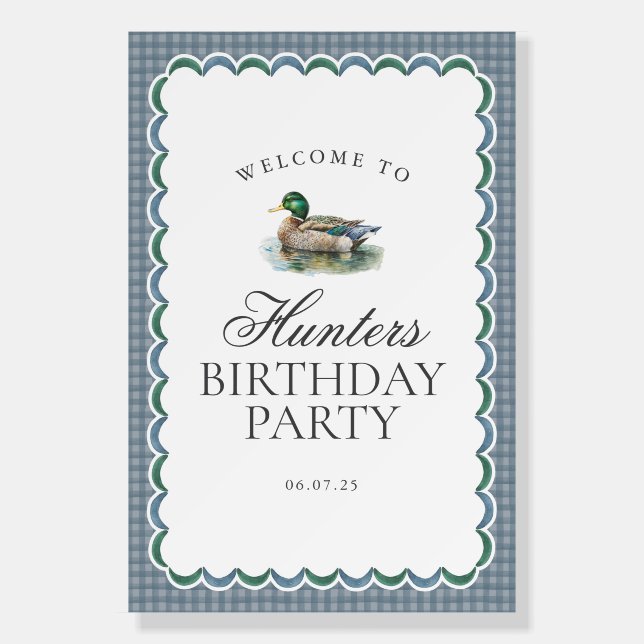 Mallard Duck Hunting Boy Birthday Welcome Sign (Front)