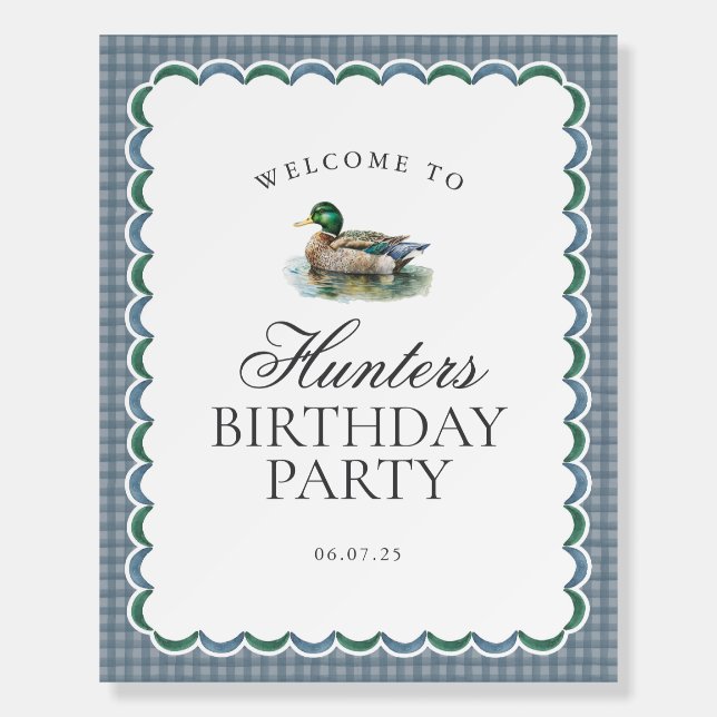 Mallard Duck Hunting Boy Birthday Welcome Sign (Front)