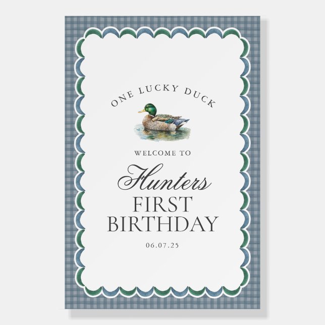 Mallard Duck Hunting Boy First Birthday Welcome Foam Board (Front)