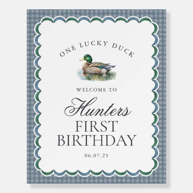 Mallard Duck Hunting Boy First Birthday Welcome Foam Board (Front)