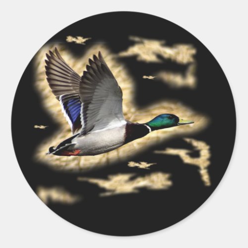 Mallard Duck Hunting Classic Round Sticker