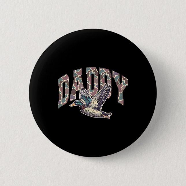 Mallard Duck Hunting Dad Retro Camouflage Daddy Fa Button (Front)
