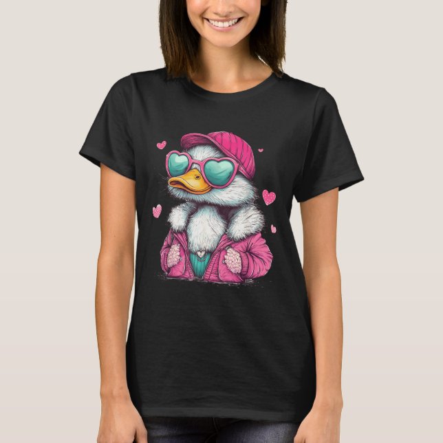 Mallard Duck Hunting Funny Valentine's Day Heart G T-Shirt (Front)