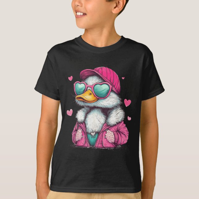 Mallard Duck Hunting Funny Valentine's Day Heart G T-Shirt (Front)