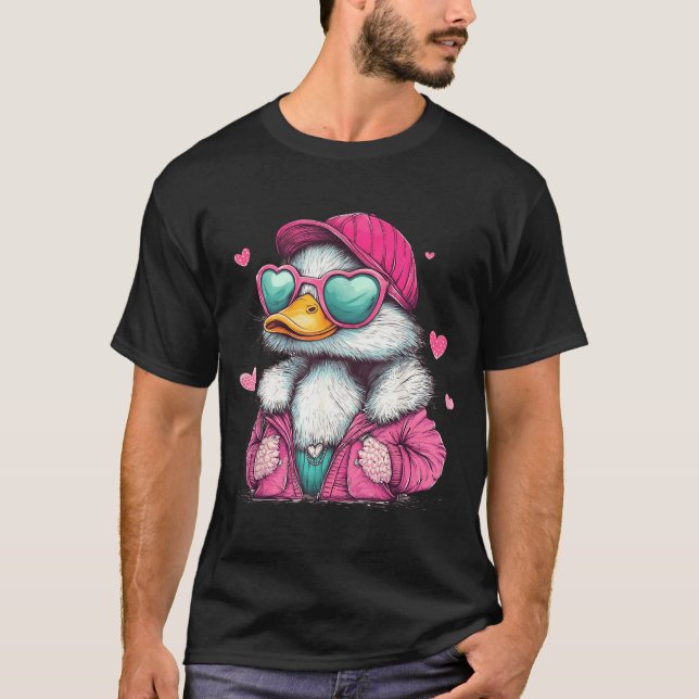 Mallard Duck Hunting Funny Valentine's Day Heart G T-Shirt (Front)
