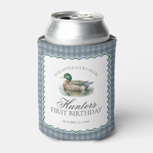 Mallard Duck Hunting Gingham Boy Birthday Favor Can Cooler