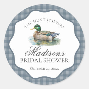 Mallard Duck Hunting Gingham Bridal Shower Seal