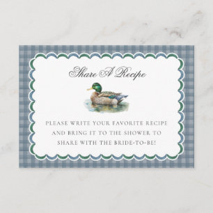 Mallard Duck Hunting Gingham Share a Recipe Card