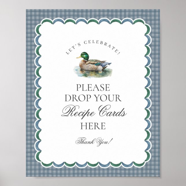 Mallard Duck Hunting Gingham Share a Recipe Sign (Front)
