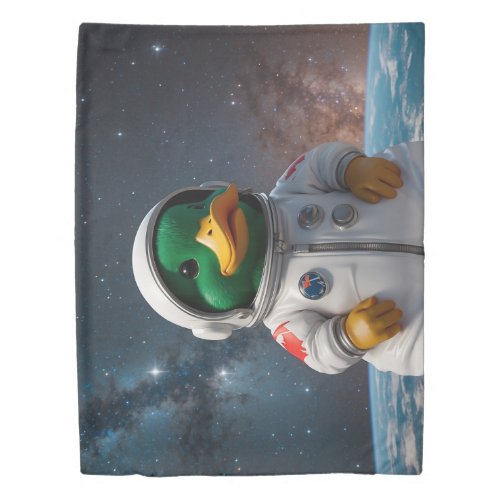 Mallard Duck in a Spacesuit Art for Kids Duvet Cover