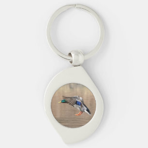 Mallard Duck in flight Keychain