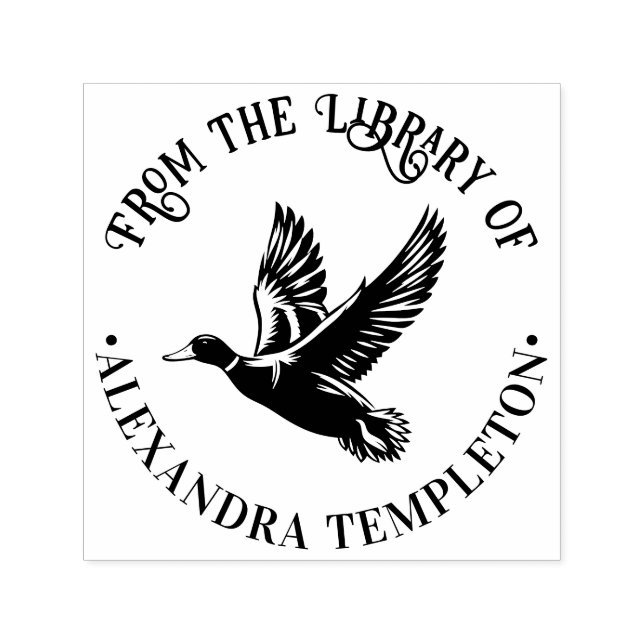 Mallard Duck in Flight Library Book Name Self-inking Stamp (Design)