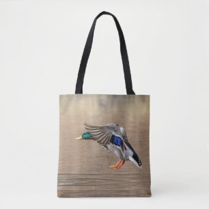 Mallard Duck in flight Tote Bag