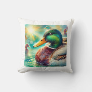 Mallard Duck in Radiant Waters 230824AREF113 - Wat Throw Pillow