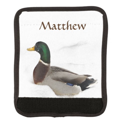 Mallard Duck in Snow Luggage Handle Wrap