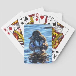 Mallard Duck in Winter River - Wildlife Photo Poker Cards