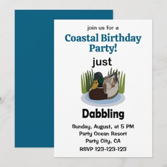 Mallard Duck Just Dabbling Coastal Birthday Party Invitation