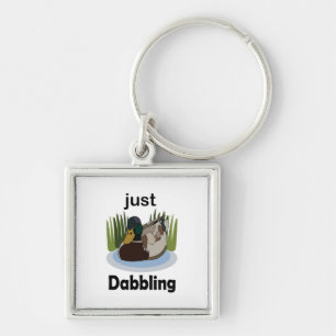 Mallard Duck Just Dabbling Pool Party Keychain