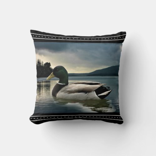 Mallard Duck Lake Throw Pillow
