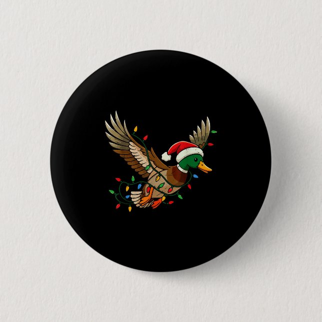 Mallard Duck Light Christmas Hunting Pajama Toddle Button (Front)