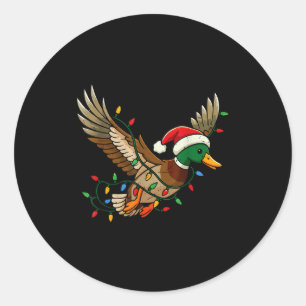 Mallard Duck Light Christmas Hunting Pajama Toddle Classic Round Sticker