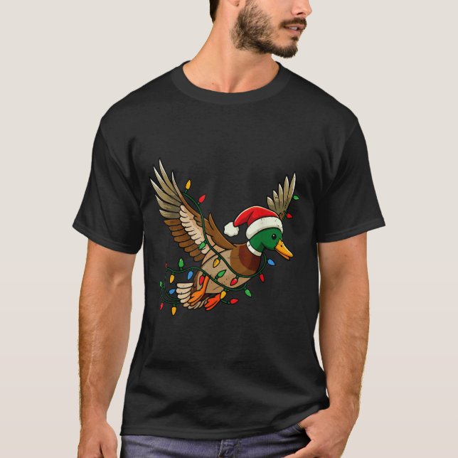 Mallard Duck Light Christmas Hunting Pajama Toddle T-Shirt (Front)