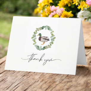 Mallard Duck Little Duckling Baby Shower Folded Letterpress Thank You Card