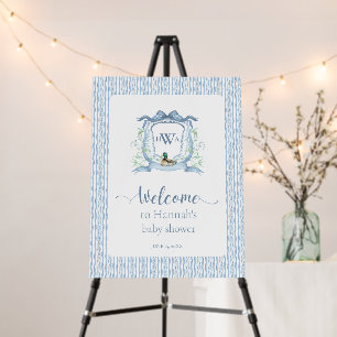 Mallard Duck Monogram Crest Baby Shower Welcome  Foam Board