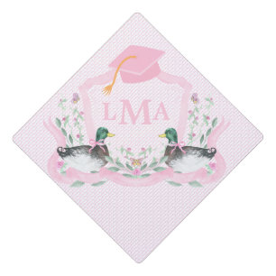 Mallard Duck Monogram Graduation Crest Cap Topper