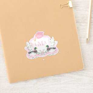 Mallard Duck Monogram Graduation Crest Sticker