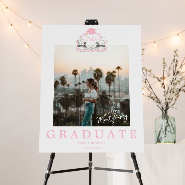 Mallard Duck Monogram Graduation Photo Sign (In Situ (Stand))