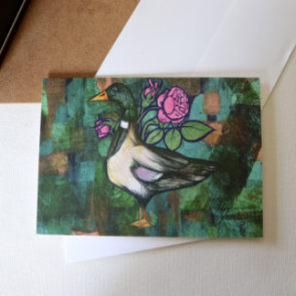 Mallard Duck Nature Lovers Ducks Artwork Pink      Card