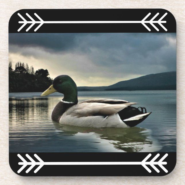 Mallard Duck On Lake Beverage Coaster (Front)