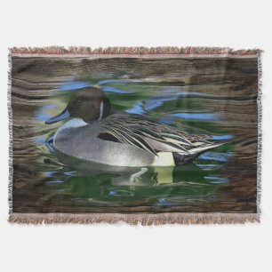 Mallard Duck On Lake Throw Blanket