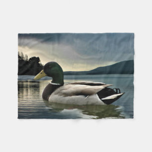 Mallard Duck On The Lake Fleece Blanket