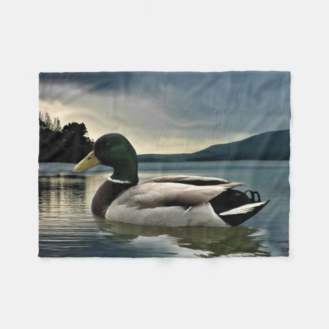 Mallard Duck On The Lake Fleece Blanket (Front (Horizontal))