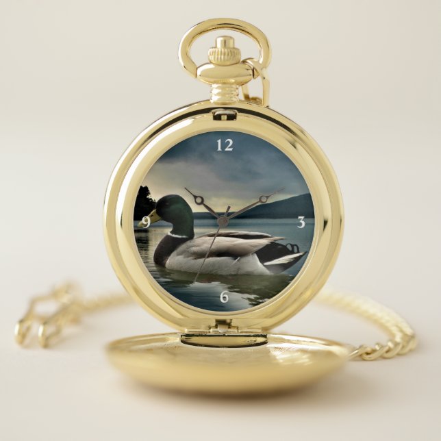 Mallard Duck On The Lake Pocket Watch (Inside)