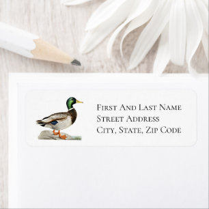 Mallard Duck Painting for Hunters and Outdoorsmen Label