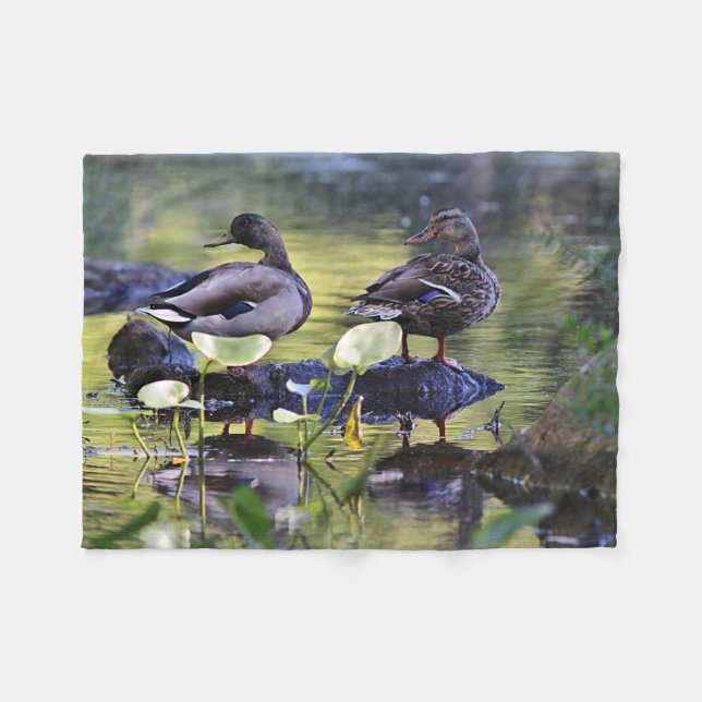 Mallard duck pair fleece blanket (Front (Horizontal))